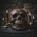 Skull Bread - gothic artisan bread, dark candlelit bakery photography