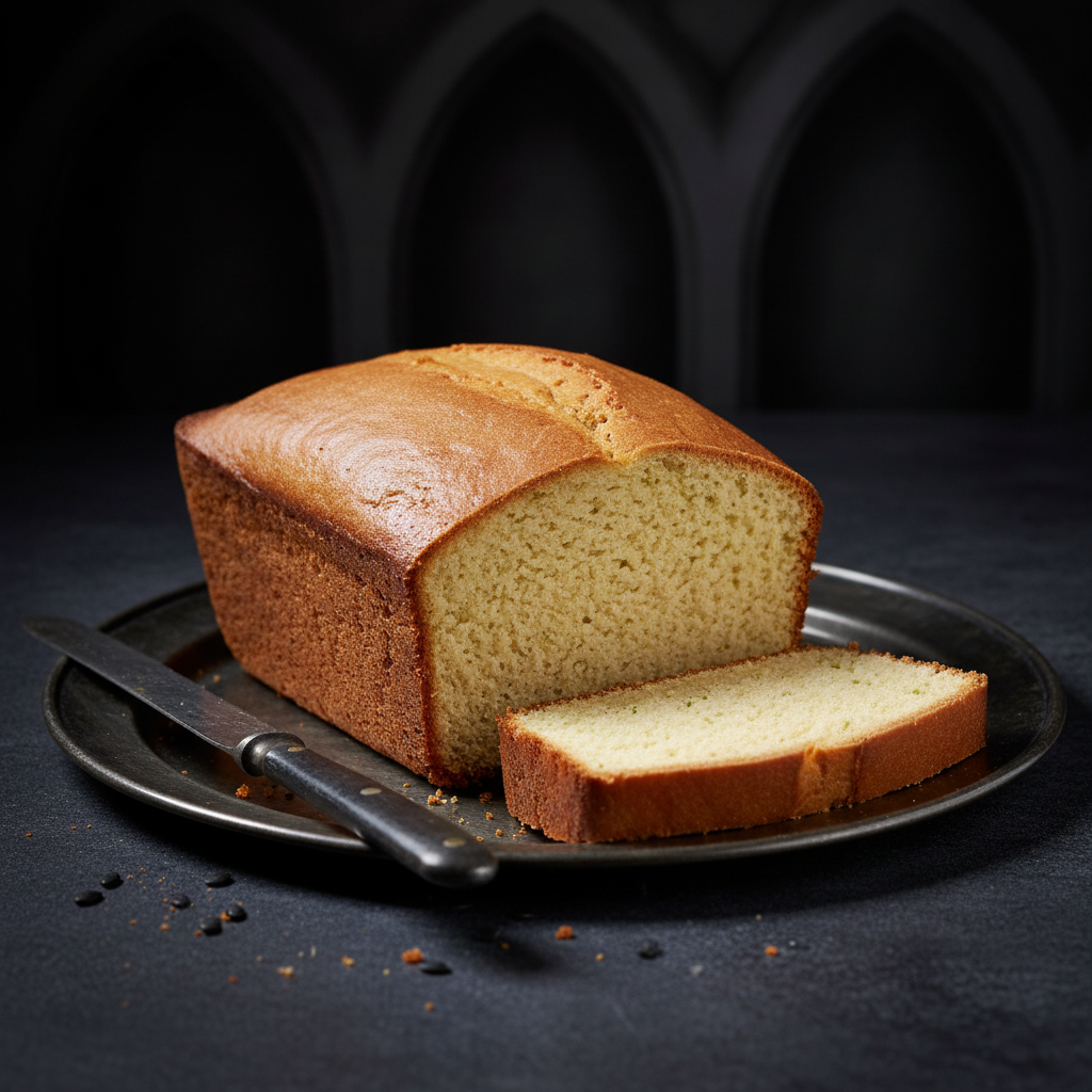 Zucchini quick bread with smooth moist top on dark moody background